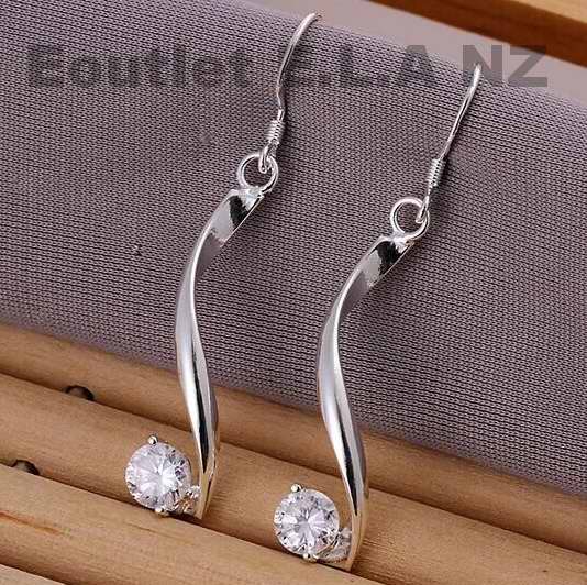 55mm CZ SWIRL SILVER DANGLE EARRINGS